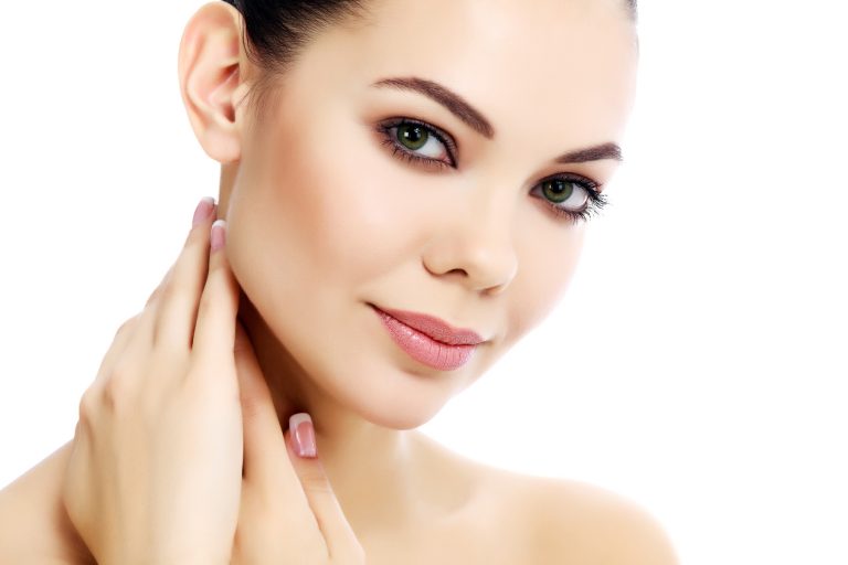 Pretty female against a white background